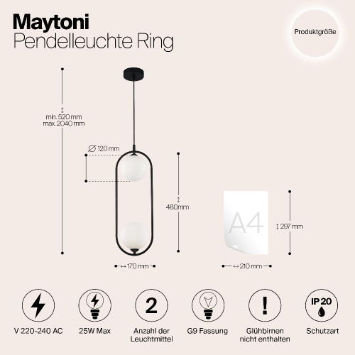 Подвесной светильник Maytoni Ring MOD013PL-02B Подвесной светильник Maytoni Ring MOD013PL-02B