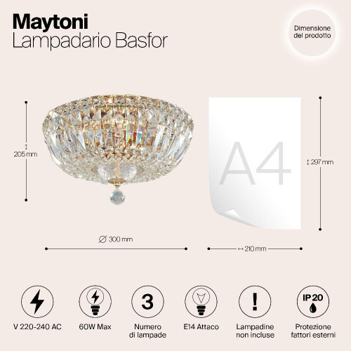 Потолочный светильник Maytoni Basfor DIA100-CL-03-G Потолочный светильник Maytoni Basfor DIA100-CL-03-G