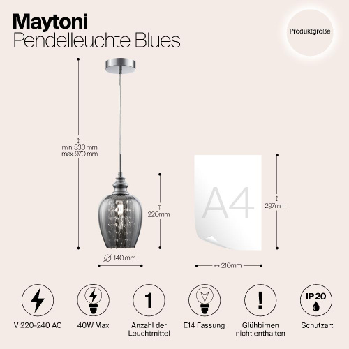 Подвесной светильник Maytoni Blues MOD033-PL-01-N Подвесной светильник Maytoni Blues MOD033-PL-01-N