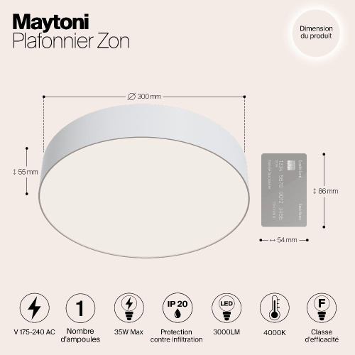 Потолочный светодиодный светильник Maytoni Zon C032CL-L43W4K Потолочный светодиодный светильник Maytoni Zon C032CL-L43W4K