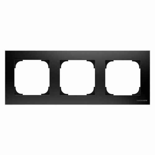 Рамка 3-постовая ABB Sky чёрный бархат 2CLA857300A1501 Рамка 3-постовая ABB Sky чёрный бархат 2CLA857300A1501