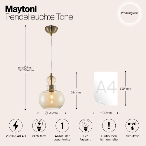 Подвесной светильник Maytoni Tone P003PL-01BZ Подвесной светильник Maytoni Tone P003PL-01BZ