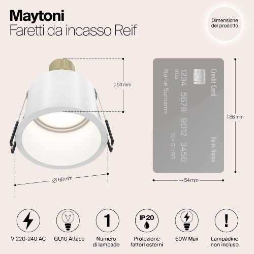 Встраиваемый светильник Maytoni Reif DL049-01W Встраиваемый светильник Maytoni Reif DL049-01W