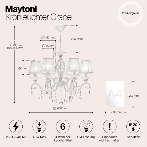 Люстра Maytoni ARM247-06-G Люстра Maytoni ARM247-06-G
