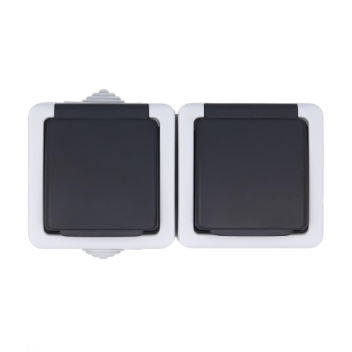 Розетка LK Studio двойная с з/к, EF602G, 16A (серый) 80008 Розетка LK Studio двойная с з/к, EF602G, 16A (серый) 80008