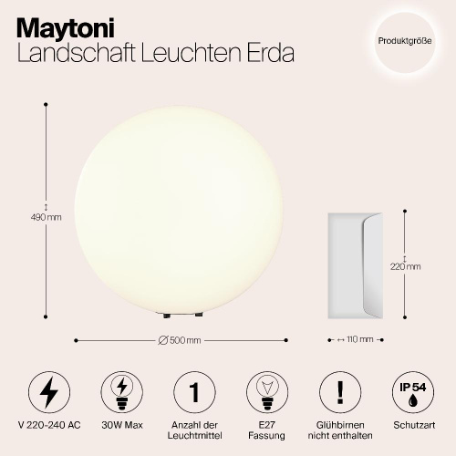 Уличный светильник Maytoni Erda O594FL-01W1 Уличный светильник Maytoni Erda O594FL-01W1