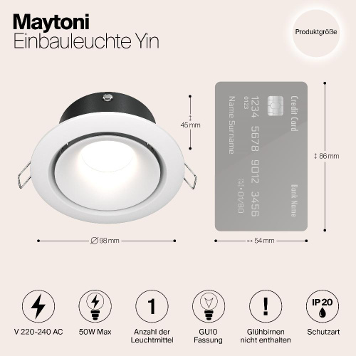 Встраиваемый светильник Maytoni Yin DL030-2-01W Встраиваемый светильник Maytoni Yin DL030-2-01W