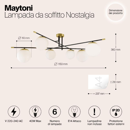 Потолочная люстра Maytoni Nostalgia MOD048CL-06G Потолочная люстра Maytoni Nostalgia MOD048CL-06G