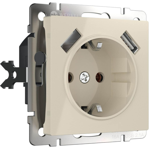 Розетка Werkel с заземлением, шторками и USBx2 слоновая кость WL03-SKGS-USBx2-IP20 4690389073205 Розетка Werkel с заземлением, шторками и USBx2 слоновая кость WL03-SKGS-USBx2-IP20 4690389073205