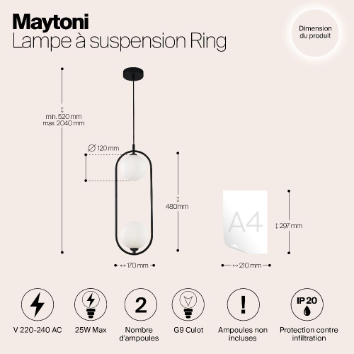 Подвесной светильник Maytoni Ring MOD013PL-02B Подвесной светильник Maytoni Ring MOD013PL-02B