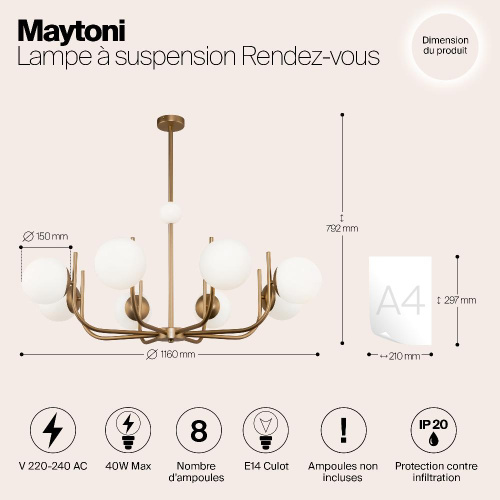 Подвесная люстра Maytoni Rendez-Vous MOD109PL-08BS Подвесная люстра Maytoni Rendez-Vous MOD109PL-08BS
