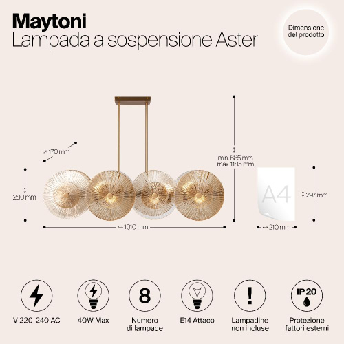 Подвесной светильник Maytoni Aster MOD007PL-08G1 Подвесной светильник Maytoni Aster MOD007PL-08G1