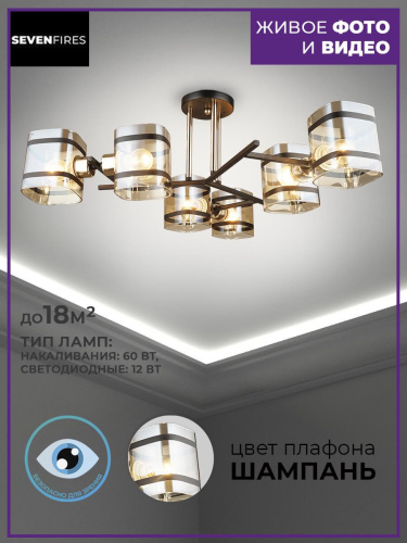 Потолочная люстра Seven Fires Klaso SF3316/6C-BK-FGD Потолочная люстра Seven Fires Klaso SF3316/6C-BK-FGD