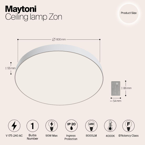 Потолочный светодиодный светильник Maytoni Zon C032CL-L96W4K Потолочный светодиодный светильник Maytoni Zon C032CL-L96W4K
