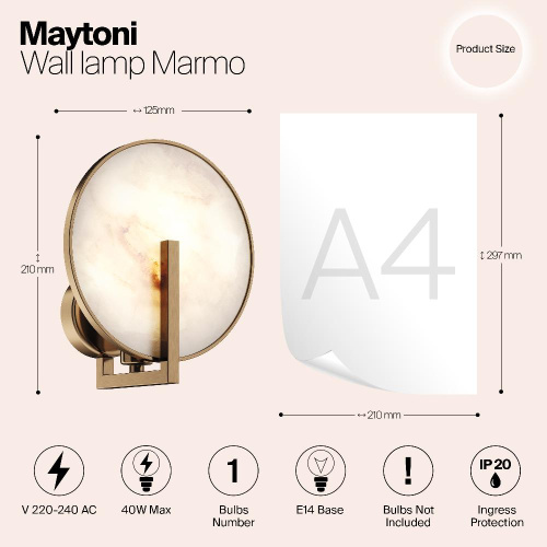 Бра Maytoni Marmo MOD099WL-01G2 Бра Maytoni Marmo MOD099WL-01G2