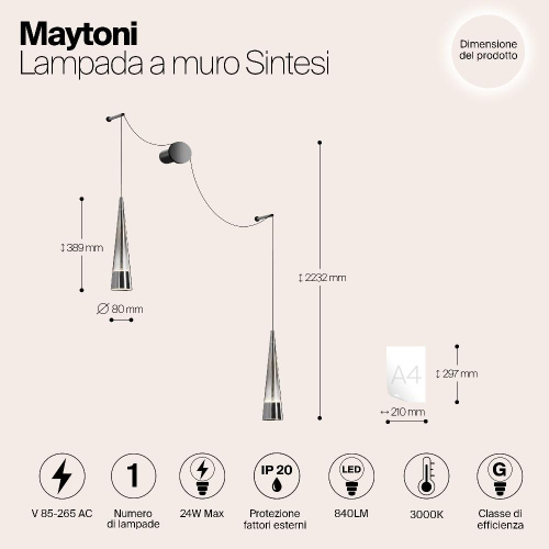 Настенный светильник (бра) Maytoni P090WL-L24CH3K