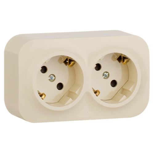 Розетка 2х2К+З Legrand Quteo 16A 250V с/з со шторками слоновая кость 782253 Розетка 2х2К+З Legrand Quteo 16A 250V с/з со шторками слоновая кость 782253