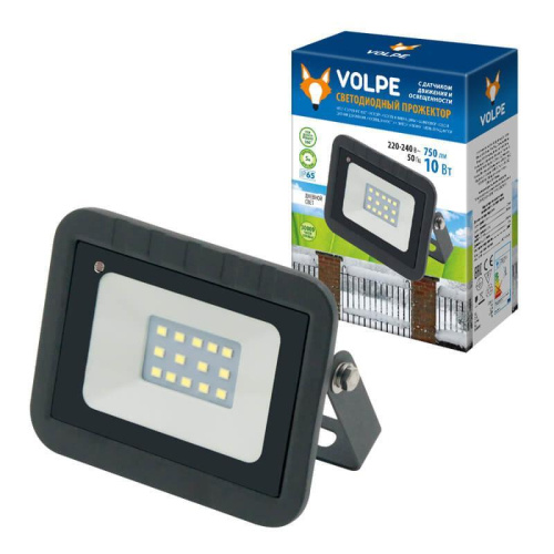 Прожектор светодиодный Volpe 10W 6500K ULF-Q512 10W/DW Sensor IP65 220-240B Black UL-00003168 Прожектор светодиодный Volpe 10W 6500K ULF-Q512 10W/DW Sensor IP65 220-240B Black UL-00003168