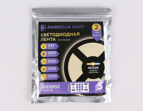 Светодиодная лента Ambrella Light 26W/m 324LED/m 2835SMD дневной белый 5M GS3902 Светодиодная лента Ambrella Light 26W/m 324LED/m 2835SMD дневной белый 5M GS3902