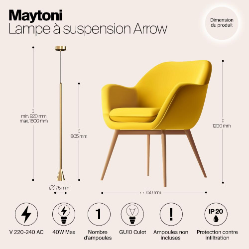 Подвесной светильник Maytoni Arrow P064PL-01G Подвесной светильник Maytoni Arrow P064PL-01G