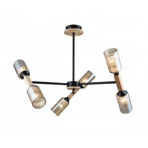Подвесная люстра IMEX MD.5495-6-S-BK+WOOD Подвесная люстра IMEX MD.5495-6-S-BK+WOOD