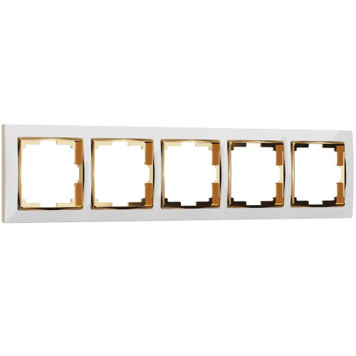 Рамка Werkel Snabb на 5 постов белый/золото WL03-Frame-05-white/GD 4690389083952 Рамка Werkel Snabb на 5 постов белый/золото WL03-Frame-05-white/GD 4690389083952