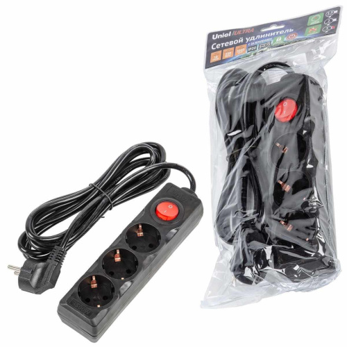 Удлинитель Uniel Ultra 3гн х 3м с/з S-GCU3-3B Black UL-00010017 Удлинитель Uniel Ultra 3гн х 3м с/з S-GCU3-3B Black UL-00010017