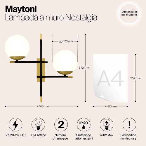 Бра Maytoni Nostalgia MOD048WL-02G Бра Maytoni Nostalgia MOD048WL-02G