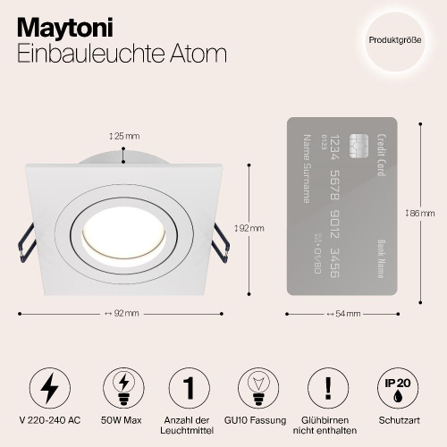 Встраиваемый светильник Maytoni Atom DL024-2-01W Встраиваемый светильник Maytoni Atom DL024-2-01W