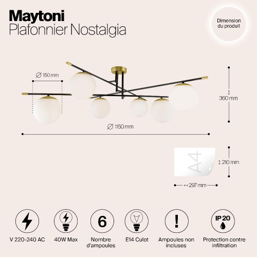 Потолочная люстра Maytoni Nostalgia MOD048CL-06G Потолочная люстра Maytoni Nostalgia MOD048CL-06G