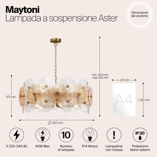 Подвесная люстра Maytoni Aster MOD007PL-10G Подвесная люстра Maytoni Aster MOD007PL-10G