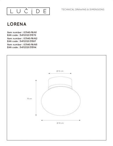 Потолочный светильник Lucide Lorena 03140/18/65 Потолочный светильник Lucide Lorena 03140/18/65