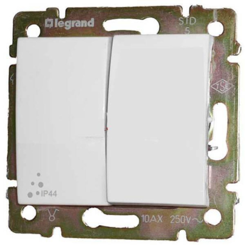 Переключатель двухклавишный Legrand Valena 10A 250V IP44 белый 770098 Переключатель двухклавишный Legrand Valena 10A 250V IP44 белый 770098