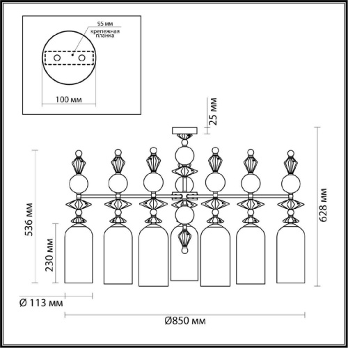 Подвесная люстра Odeon Light Classic Bizet 4893/7C Подвесная люстра Odeon Light Classic Bizet 4893/7C