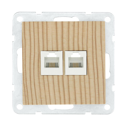Розетка LK Studio компьютерная 2хRJ-45 кат. 5е с накладкой (сосна) LK60 866225-1 Розетка LK Studio компьютерная 2хRJ-45 кат. 5е с накладкой (сосна) LK60 866225-1