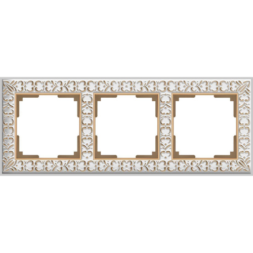 Рамка Werkel Antik на 3 поста белое золото WL07-Frame-01 4690389099199 Рамка Werkel Antik на 3 поста белое золото WL07-Frame-01 4690389099199