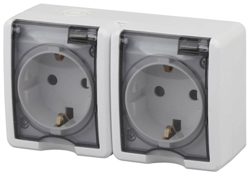 Розетка ЭРА Эксперт 2х2P+E IP54 со шторками 16A 250V 11-2404-01 Б0020718 Розетка ЭРА Эксперт 2х2P+E IP54 со шторками 16A 250V 11-2404-01 Б0020718