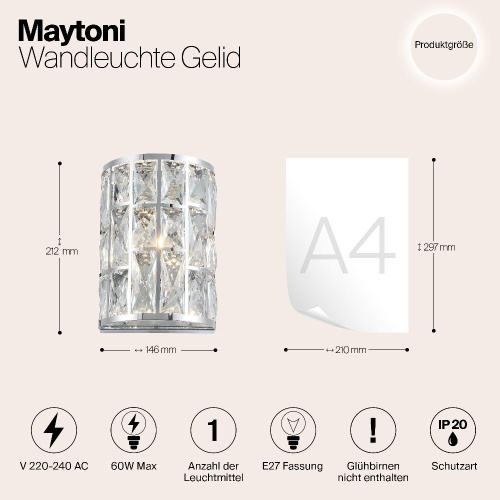 Настенный светильник Maytoni Gelid MOD184-WL-01-CH Настенный светильник Maytoni Gelid MOD184-WL-01-CH
