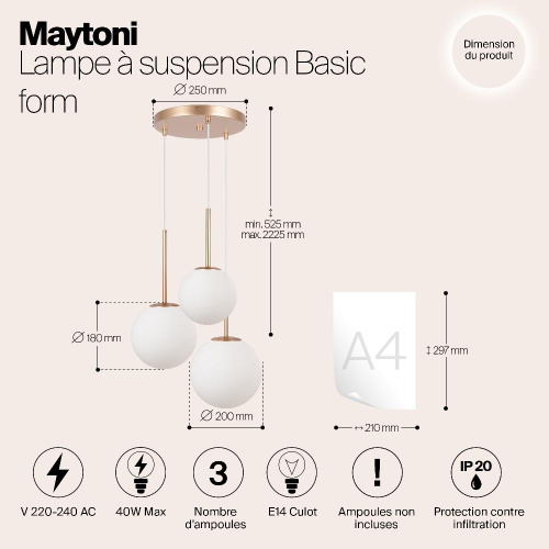 Подвесной светильник Maytoni MOD321PL-03G1 Подвесной светильник Maytoni MOD321PL-03G1