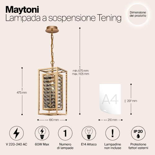 Подвесной светильник Maytoni Tening MOD060PL-01G Подвесной светильник Maytoni Tening MOD060PL-01G