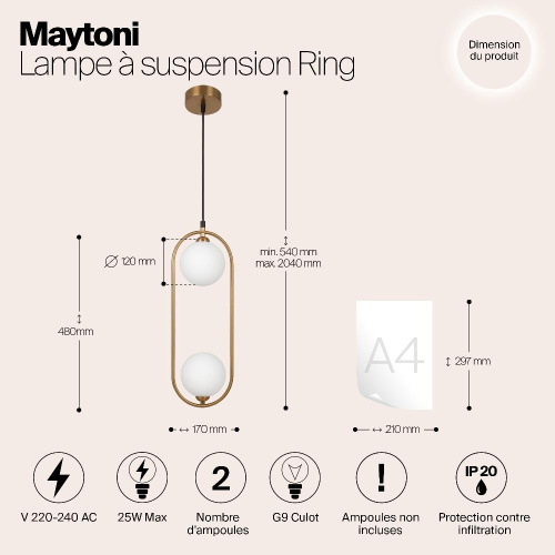 Подвесной светильник Maytoni MOD013PL-02BS1 Подвесной светильник Maytoni MOD013PL-02BS1