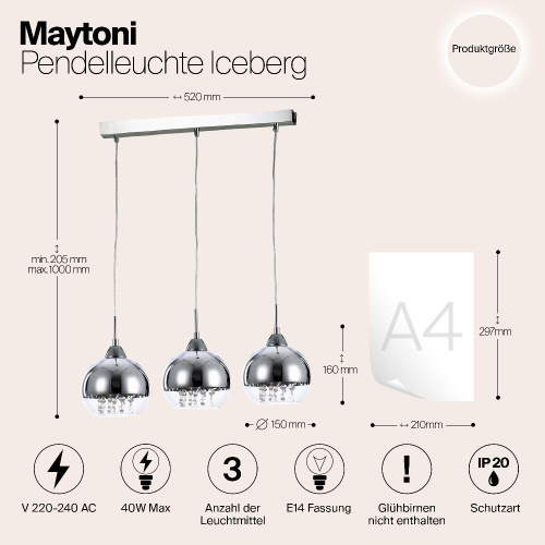 Подвесной светильник Maytoni Iceberg P012-PL-03-N Подвесной светильник Maytoni Iceberg P012-PL-03-N
