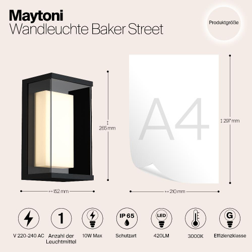 Уличный настенный светодиодный светильник Maytoni Baker Street O021WL-L10B4K Уличный настенный светодиодный светильник Maytoni Baker Street O021WL-L10B4K