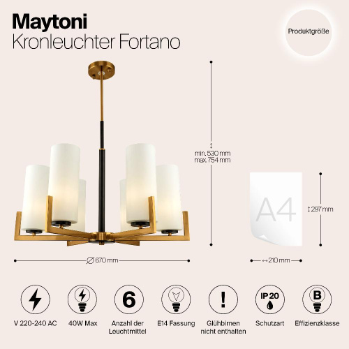 Подвесная люстра Maytoni Fortano MOD089PL-06BS Подвесная люстра Maytoni Fortano MOD089PL-06BS