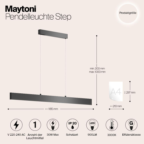 Подвесной светодиодный светильник Maytoni Step P010PL-L30B Подвесной светодиодный светильник Maytoni Step P010PL-L30B