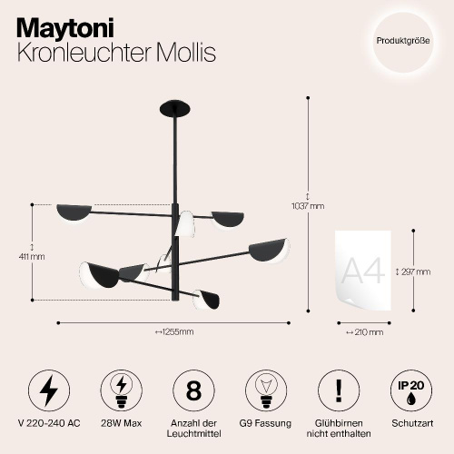 Подвесная люстра Maytoni Technical Mollis MOD126PL-08B Подвесная люстра Maytoni Technical Mollis MOD126PL-08B