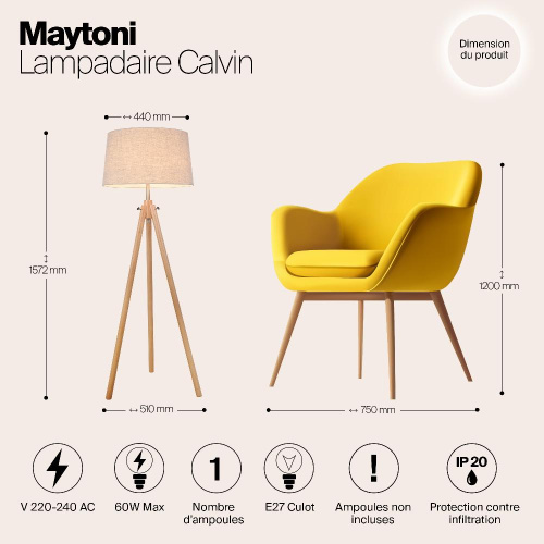 Торшер Maytoni Calvin Z177-FL-01-BR Торшер Maytoni Calvin Z177-FL-01-BR