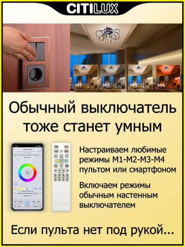 Потолочный светодиодный светильник Citilux Джемини Смарт CL229A155E Потолочный светодиодный светильник Citilux Джемини Смарт CL229A155E