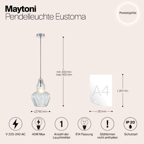 Подвесной светильник Maytoni Eustoma MOD238-PL-01-TR Подвесной светильник Maytoni Eustoma MOD238-PL-01-TR