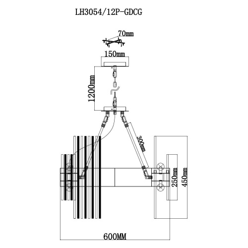 Подвесная люстра Lumien Hall Флоридия LH3054/12P-GDCG Подвесная люстра Lumien Hall Флоридия LH3054/12P-GDCG